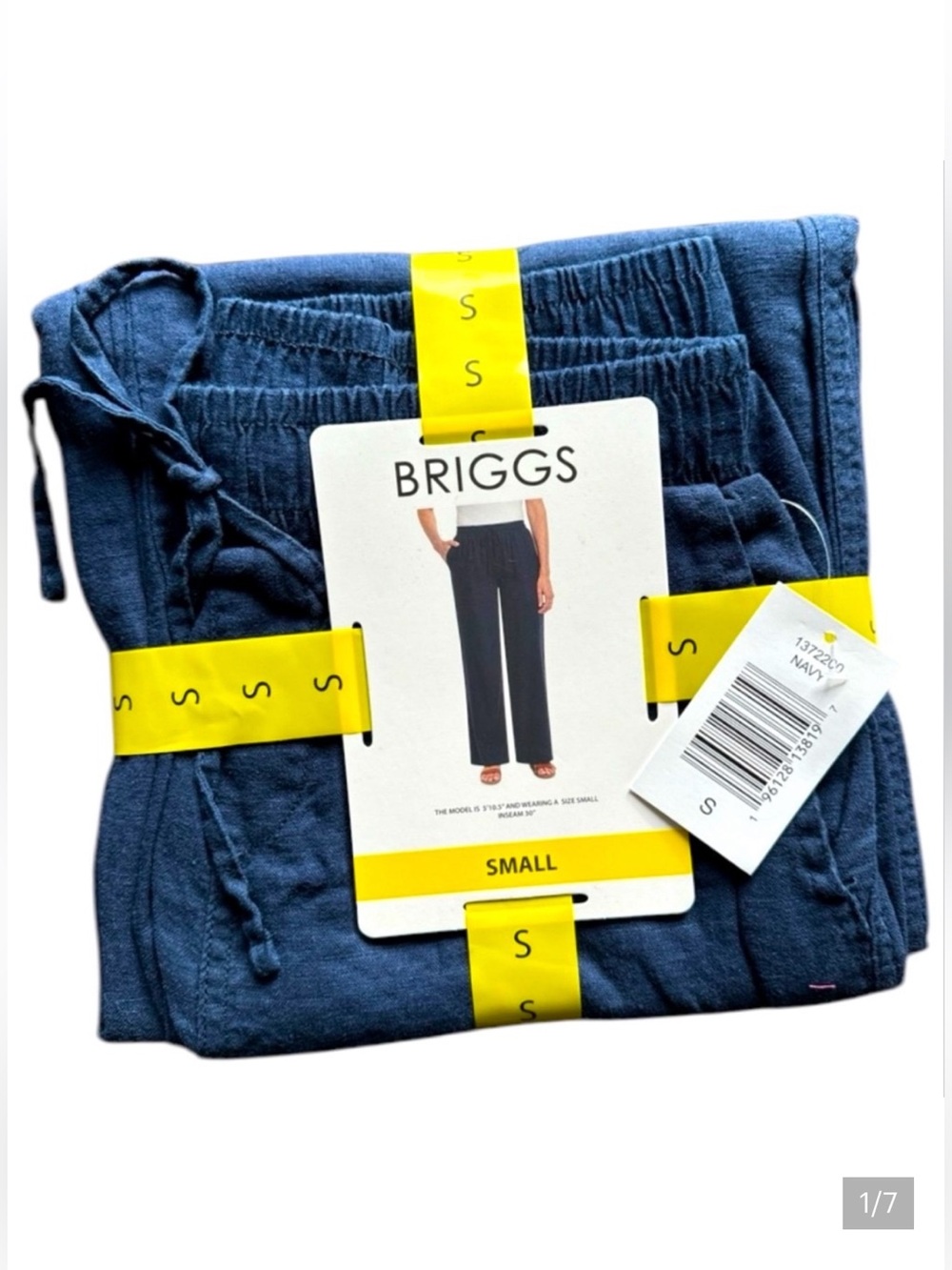 Briggs New York Womens Linen Pants Navy NEW Gift Packed